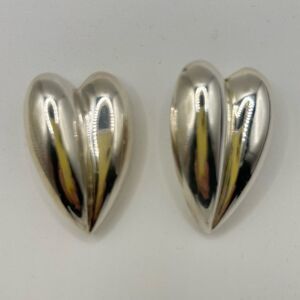 Bayanihan LTD Vintage Chunky Sterling Silver 925 Puffy Heart Pierced Earrings